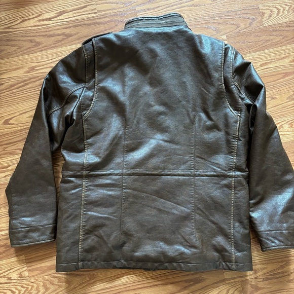 Levi's Men's 4-Pocket Field Military Jacket Large Saddle Faux Leather Sherpa - Picture 8 of 14